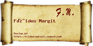 Földes Margit névjegykártya